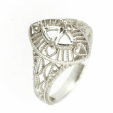 Sterling Silver Semi Mount Ring Setting Trillion Tri 4x4mm Art Deco Style - Syzjewelry